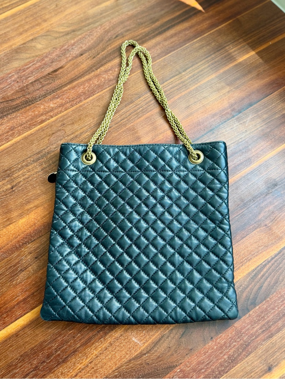 Clare V. Delphine Black Quilted Leather Tote